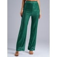 thumbnail image 3 of iiniim Women's Sparkly Sequin High Wasit Pants Straight Wide Leg Trousers for Club Party Green M, 3 of 7
