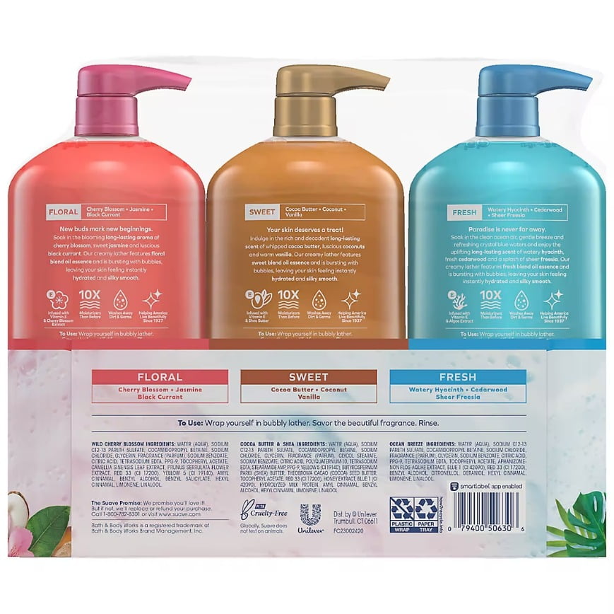 Suave Essentials Gentle Body Wash Variety Pack, 3 pk./30 oz.
