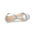 thumbnail image 4 of BLISSFUL STEP Women's Shoes T-Strap Embossed Kitten Heel Buckle Closure Open Toe Dress Sandals Silver 6, 4 of 8