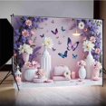 thumbnail image 2 of Childr's Enchanted Birthday Party Photoz Backdrop Pink Purple Balloons Hanging Flower Spring Photography Background, 2 of 8