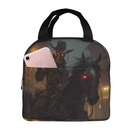 Insulated Lunch Bag for Women Men - Cool Skull Western Cowboy Leakproof Cooler Lunch Box for Women Men  Lunch Tote Bags for Work School Picnic Travel