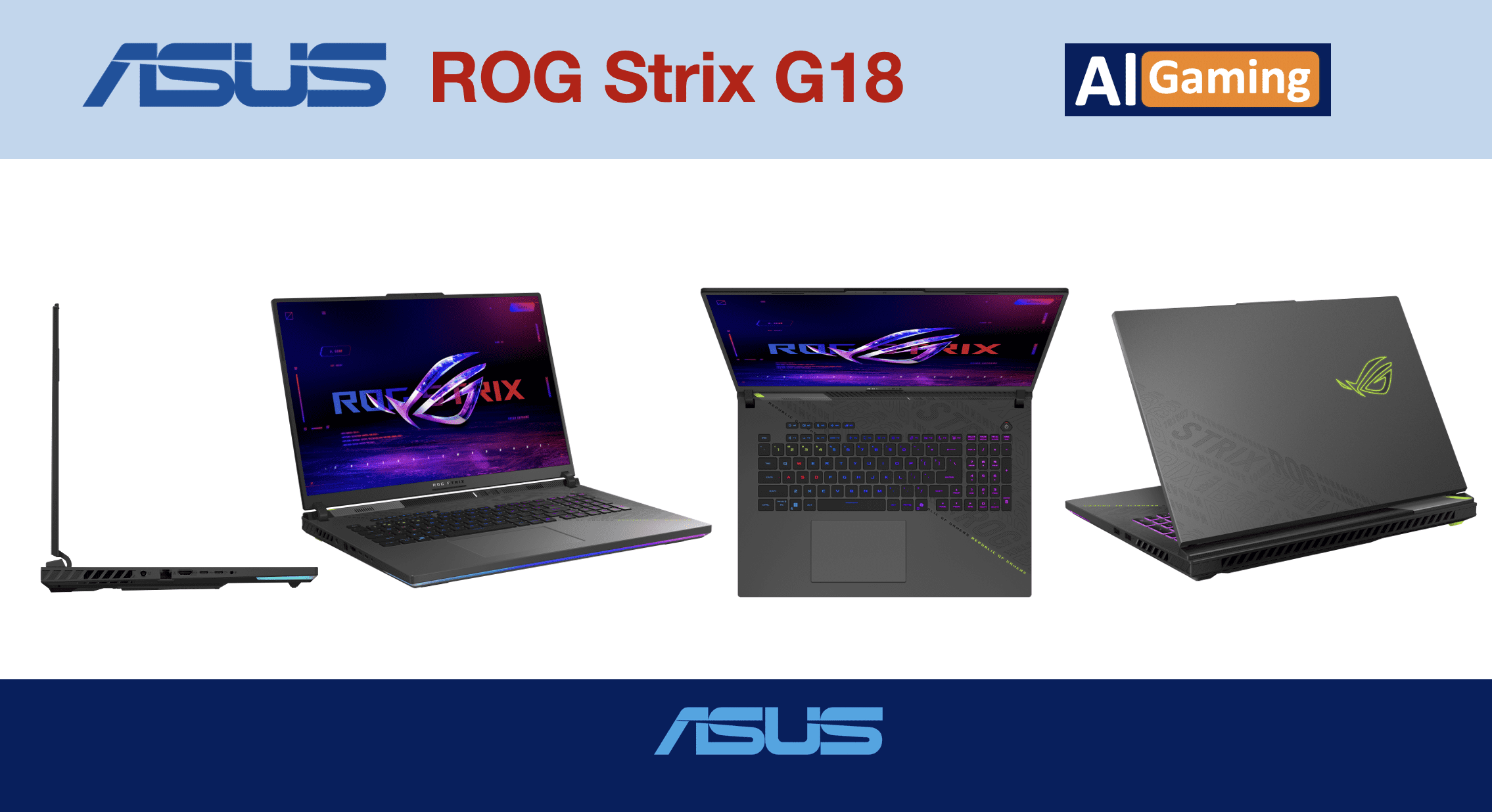 ASUS ROG Strix G18 Laptop 18in 240Hz WQXGA Display (AMD Ryzen 9 8940HX, NVIDIA GeForce RTX 5070 8GB, 64GB DDR5, 2TB PCIe SSD, RGB KB, WiFi 6E, Webcam, Bluetooth 5.4, Win 11 Home) w/Duex Max DS Monitor