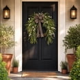 thumbnail image 7 of Bcylexb Spring Summer Wreaths for Front Door, 19.7" Greenery Door Wreaths Faux Fern Leaves Wreaths with Bow for Outdoor Porch Wall Decor, 7 of 7