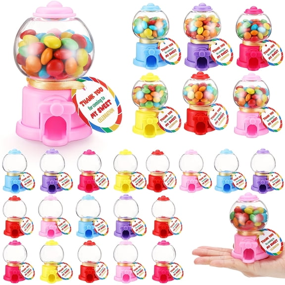 18 Sets Candy Dispenser, Mini Gumball Machine, Gumball Machine for Kids, Bubble Gum Machine, Kids Gumball Machine, Gum Ball Machine for Christmas, Sweet Birthday Party Favors and Decorations