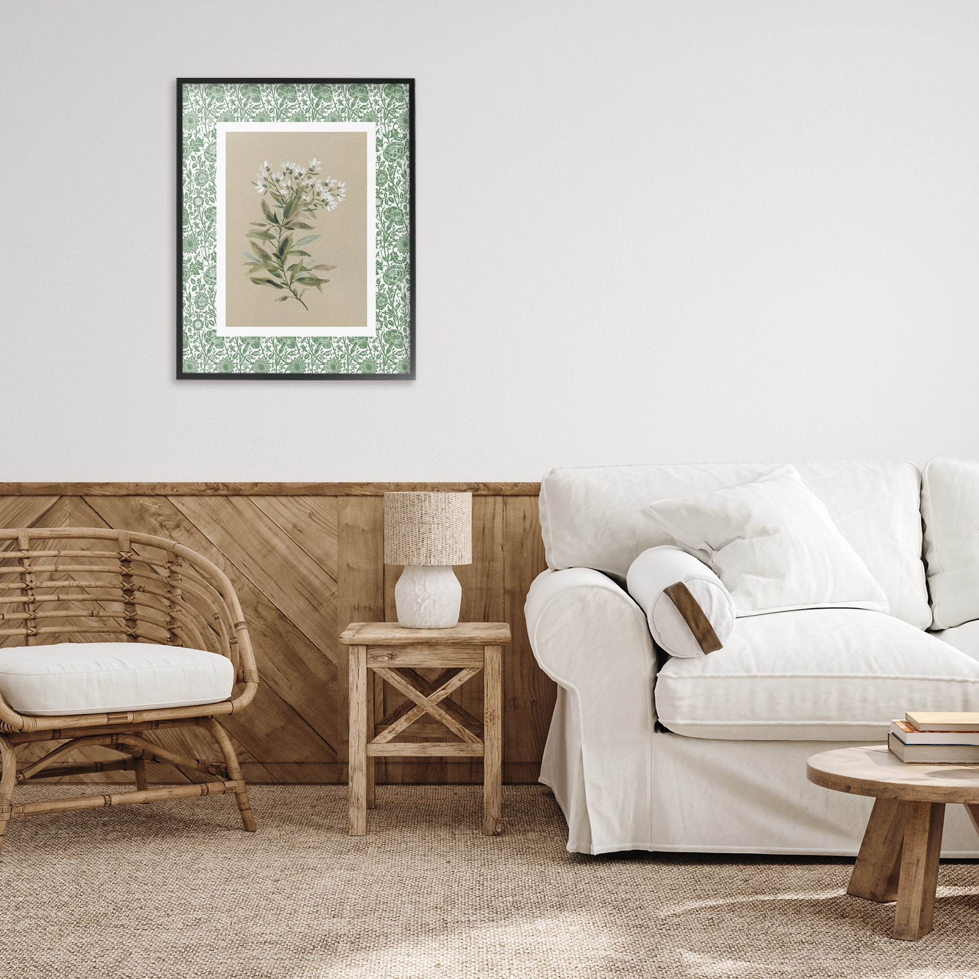 Stupell Industries Green Botanical Pattern Black Framed Giclee Art, design by Carol Robinson