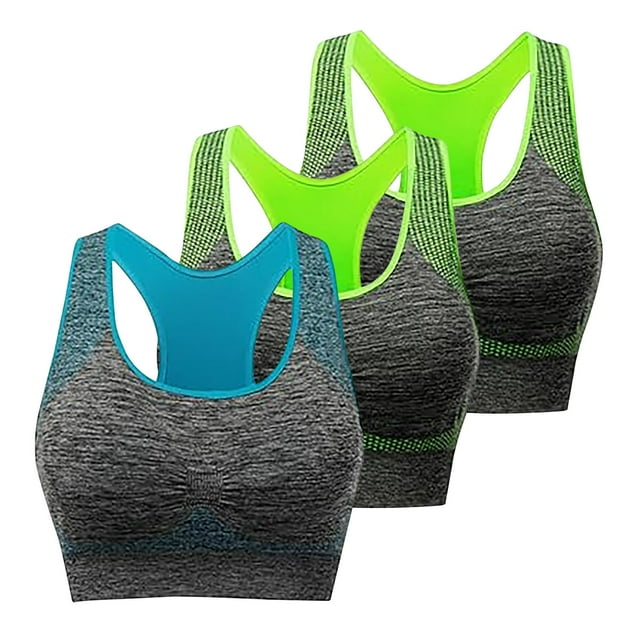 FAIWAD Women's 3 Pack Racerback Workout Tank Tops Basic No Underwire Athletic Stretch Padded Bralettes