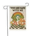 thumbnail image 4 of TiniDecor Safe With Me Frog Garden Flag – 28”x40” Retro Rainbow Outdoor Sign, Whimsical Yard Decor, 4 of 5