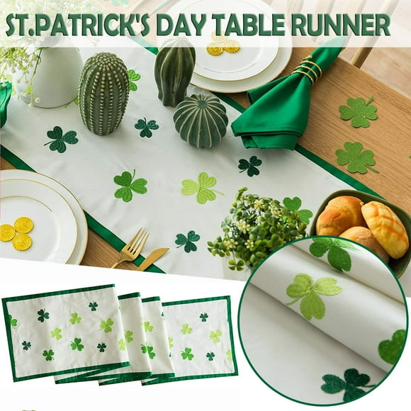 Boovnll Table Runner, St. Patrick's Day Printed Dining Table Runner for Family Holiday Parties Decor, Table Runners, Table Decor, Coffee Table Decor