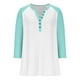 thumbnail image 5 of Blusas para mujer,Camiseta raglán con cuello en V para mujer, manga 3/4, blusa informal de cuello redondo para estar en casa, sopatenor, 5 of 9