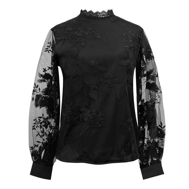T-Shirts à Manches Longues pour Femmes avec Dentelle pour Sorties Décontractées et Usage Quotidien