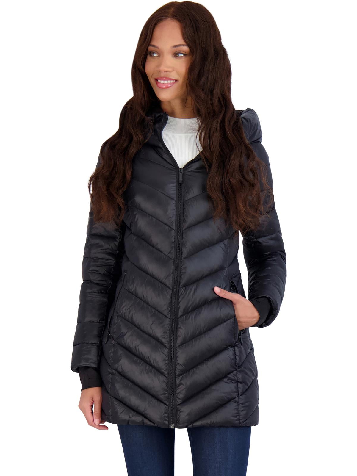 BCBGMAXAZRIA Women’s Metallic Quilted Lightweight Packable Puffer Coat