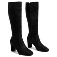 thumbnail image 4 of BLISSFUL STEP Knee High Boots Square Toe Chunky Heel Tall Boots Side Zipper Long Boot Black 6, 4 of 8