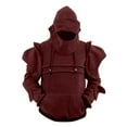 thumbnail image 3 of Dwelliawo Mens Medieval Knight Hoodie Armor Retro Mask Halloween Party Sweatshirt Cosplay Elbow Protection Long Sleeve Costumes with Kangaroo Pocket Wine 2XL, 3 of 6