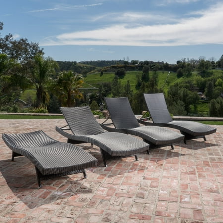 Santina Outdoor Brown Wicker Lounge (Set of 4)