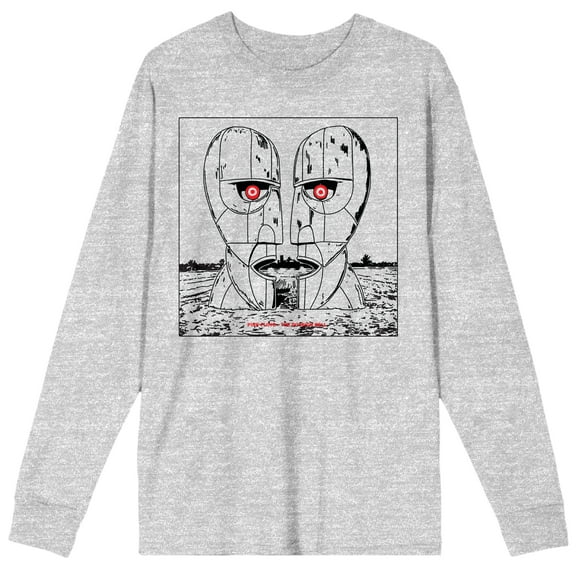 Pink Floyd Division Bell Drawing Crew Neck Long Sleeve Athletic Heather Men's Tee-Large