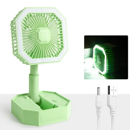 

Portable Foldable Fan USB Rechargeable for Summer Indoor Tabletop Powerful Wind Fan Mini Fan with LED Light Folding Mini Fan Quiet When Used Green