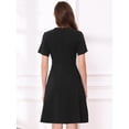 thumbnail image 3 of DARING DIVA Women's V Neck Short Sleeves Tweed Trim Dressy A-Line Dress XS Black, 3 of 6