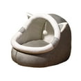 thumbnail image 1 of Nido para gatos semicerrado, cama para gatos, cueva, suministros para mascotas, perrera con juguete colgante, tienda relajante y acogedora para gatos, , XL Gris, 1 of 8