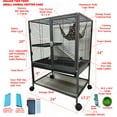 thumbnail image 3 of Mcage Deluxe 2-Story Metal Small Animal Critter Rolling Cage Large Durable Front Door for Guinea Pig, Ferret, Rabbit, Mouse, Rat with Removable Tray, Water Bottle & More, 3 of 8