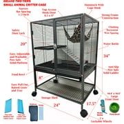 Mcage Deluxe 2-Story Metal Small Animal Critter Rolling Cage Large Durable Front Door for Guinea Pig, Ferret, Rabbit, Mouse, Rat with Removable Tray, Water Bottle & More