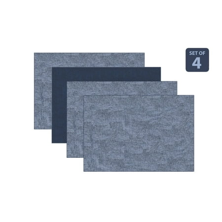 

Dainty Home Amalfi Faux Leather Reversible 2 Pattern 12 x 18 Rectangular Placemats Set Of 4 Blue