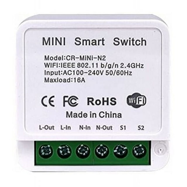 Mini módulo de interruptor de luz inteligente WiFi de 1 banda DIY con aplicación Smart Life/Tuya y control remoto inalámbrico, compatible con Alexa Echo y Google Home, 1/2 vía