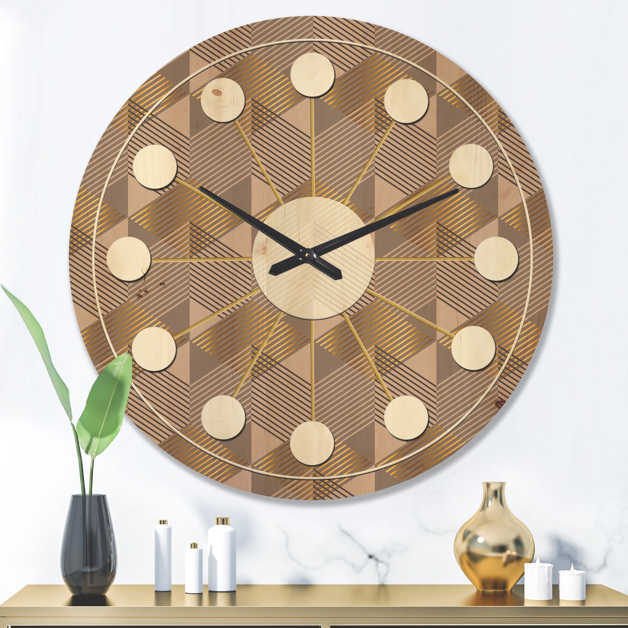 Designart 'Square Retro Design VI' Mid-Century Modern Wood Wall Clock