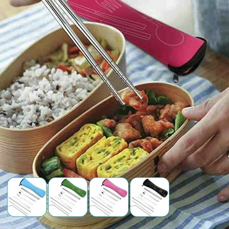 

MTFun Stainless Steel Tableware Kit Cutlery Set Portable Camping Office Travel Dinnerware Kitchen Knife Fork Spoon Chopsticks Dining Utensils