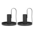 thumbnail image 2 of Candalos de metal, 2 piezas 2 pianas de candelabros negros curvo de moda retro para la decoración de la mesa, 2 of 7