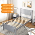 thumbnail image 2 of Zimtown Twin Bed Frame,Solid Pine Wood Platform Bed Frame, Bedroom Bed with Headboard, Gray, 2 of 8