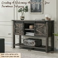 thumbnail image 4 of OKD Farmhouse 46'' Large Farmhouse Entryway Table with Sliding Barn Doors, Console Table Sofa Side Table with Storage and Adjustable Shelf, Dark Rustic Oak, 4 of 10