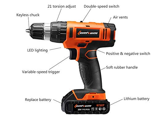 Electric Drill Max Torque 60N.m 21+1 Torque Setting 27pcs Accessories Compact Case 1 Hr Fast Charger Power Drill 20V Cordless Drill Set with 2*2.0Ah Lithium-Ion Battery Magnetic Flexible Shaft Electric Drill Max Torque 60N.m 21+1 Torque Setting 27pcs Accessories Compact Case 1 Hr Fast Charger Power Drill 20V Cordless Drill Set with 2*2.0Ah Lithium-Ion Battery Magnetic Flexible Shaft