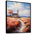 thumbnail image 2 of Designart "Serene Countryside Chapel II" Spiritual Framed Wall Art - Cabin Orange Church Entryway Framed Wall Art Print, 2 of 6