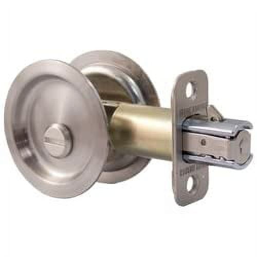 Round Pocket Door Lock, Privacy (Bed/Bath) Latch, 2-3/8" Backset, RCL, Satin Nickel by Stone Harbor Hardware