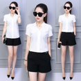 thumbnail image 2 of Women's White Shirt Female Short Sleeve Shirt Fashion Leisure Chiffon Office Blouse Tops, 2 of 3