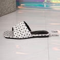 thumbnail image 4 of Samdudou Slides for Women Summer Open Toe Flat Sandals Chic Polka Dot Print Ruched Straps Square Toe Slip On Shoes Elegant Vacation Beach Footwear for Ladies, 4 of 9