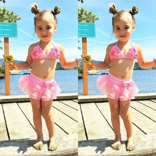 2PCS Toddler Baby Girl Summer Floral Swimwear Kids Split Swimsuit Bikini  Set Swimsuit 1-6Y 