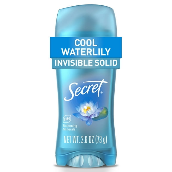 Secret Antiperspirant & Deodorant Invisible Solid Cool Waterlily, 72HR Breathable Sweat & Odor Protection, 2.6 OZ