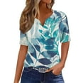 thumbnail image 7 of T Shirts for Women V Neck Button Down Short Sleeve Summer Tops Loose Fit Tunic Tops Dressy Casual Blouses Split Fashion Y2K Tshirts Purchase History for My Accounts Last 3 Months At, 7 of 7