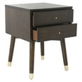 thumbnail image 2 of Safavieh Lyla 2-Drawer Mid-Century Retro Night Stand, Walnut/Gold, 2 of 9