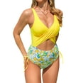 thumbnail image 3 of Franhais Women Bikini Romper, Sleeveless Off-Shoulder V Neck Swimming Summer Beach Swimwear, 3 of 8