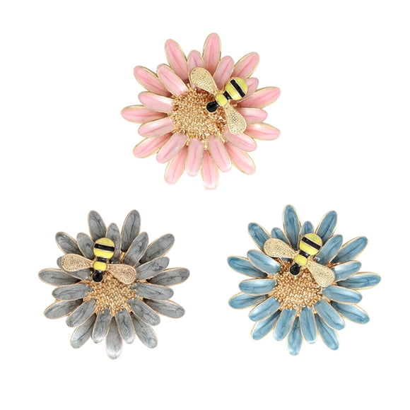 KAKOWELY Broche de 3 piezas con diseño de abeja y margarita, delicado esmalte, para mujer