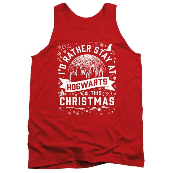 Harry Potter Hogwarts at Christmas Unisex Adult Tank Top, Red, X-Large