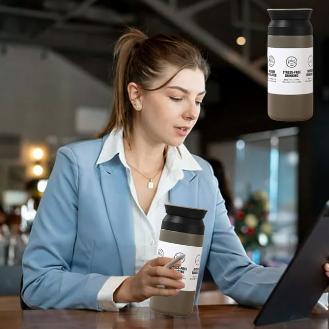 Tasse de Voyage pour Café, Tasse à Café Isolée 2,6*8,1 Pouces avec Couvercle, Tasse de Voyage Portable Anti-Déversement Sans Poignée, Tasse en Acier Inoxydable Réutilisable Qui Garde le Froid et le Chaud, Convient à la Voiture, au Quotidien, aux Voyages et aux Cadeaux