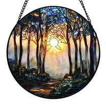 Sunrise Stained Glass Window Hanging Ornament for Home Celebration Day Keepsake Decorative Piece Christmas Ornaments