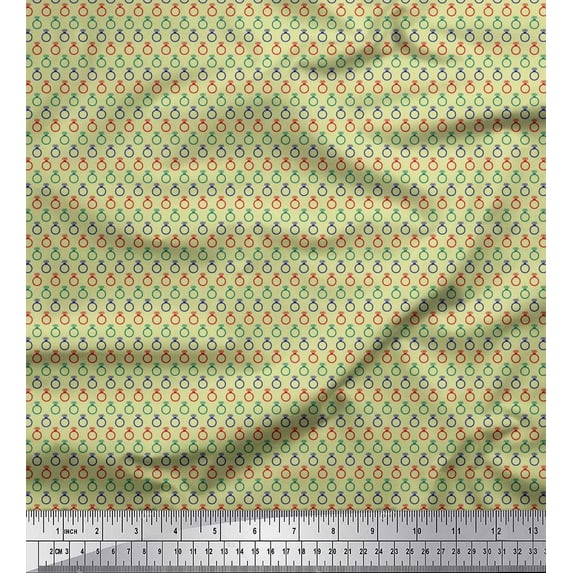 Soimoi Silk Fabric Women Ring Shirting Print Fabric by Yard 42 Inch Wide