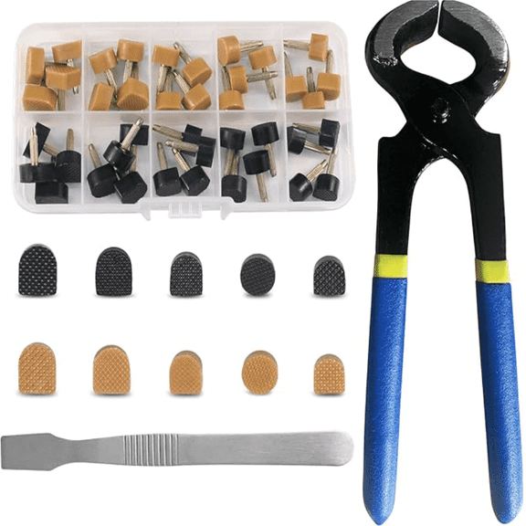 High Heel Replacement Tips, Shoe Heel Repair - 20 Pairs of Heel Caps in 2 Colors with Removal Pliers, Round and U Shape Shoe Heel Repair Kit for Women's Shoes, 5 sizes (8-12.5mm)