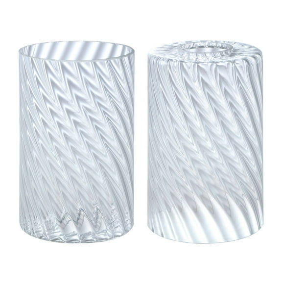 Aspen Creative 23654-60-2,Clear Swirl Glass Shade For Lighting Fixture. Size:3-7/8"D x 6-1/2"H,Center Hole:43mm. Set of 2.
