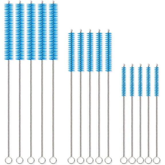 15-Piece Extra Long Straw Cleaner Set, Versatile Nylon Straw Cleaning Brush for Different Sizes Drinking Straws