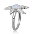 thumbnail image 2 of Heart White Simulated Opal Center Cubic Zirconia Pave Starfish Ring Sterling Silver Size 8, 2 of 4